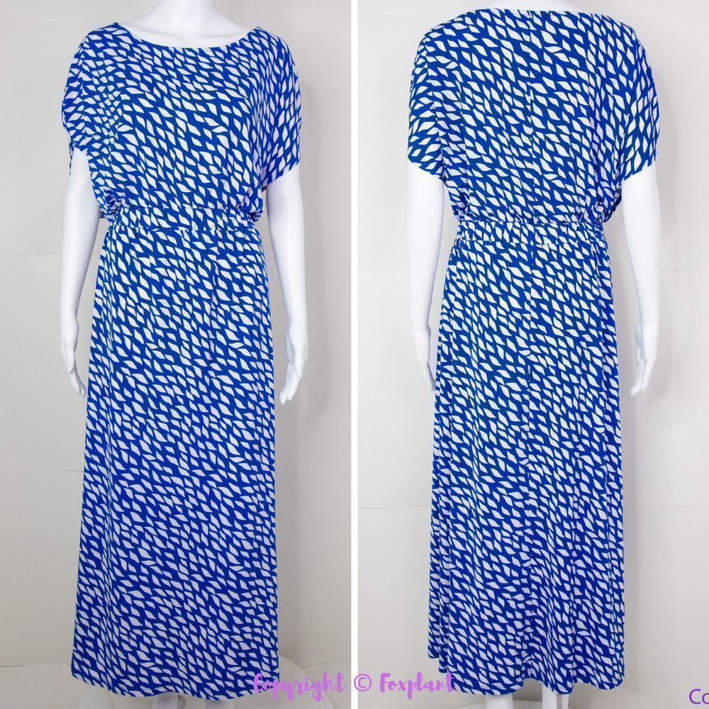 Eloquii Blue and White Midi Dress